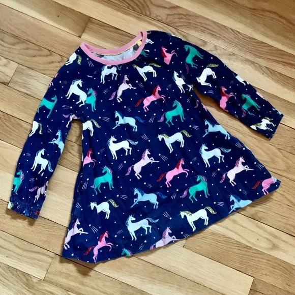 Mini Boden Girls’ Rainbow Unicorn Tunic Dress w/Pockets Size 3-4 - Picture 1 of 5